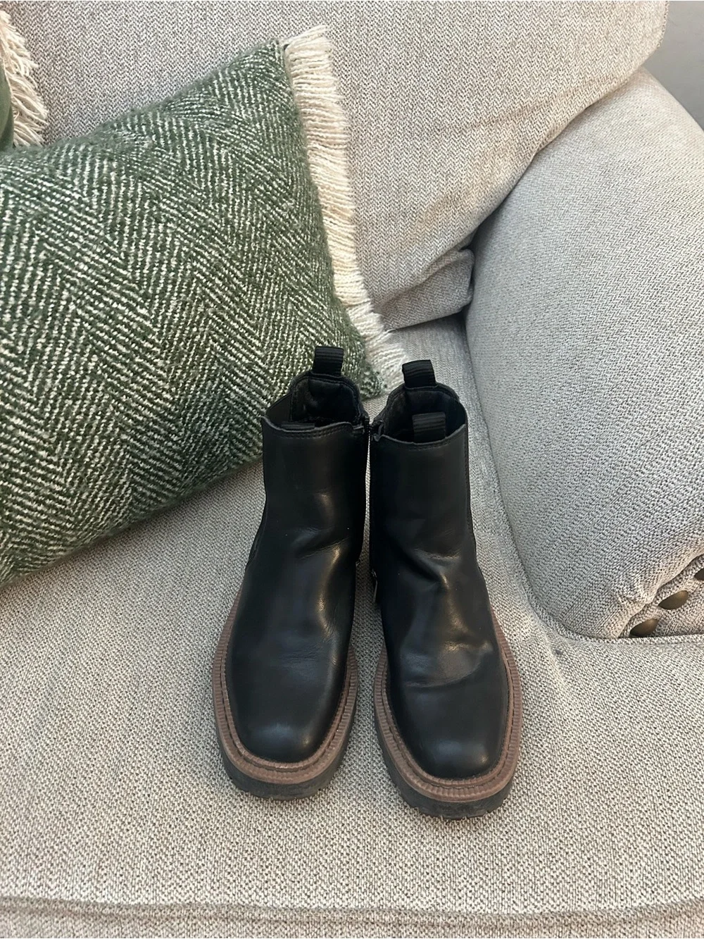 Girls Black Chelsea Boots with Brown Sole - Sam Edelman